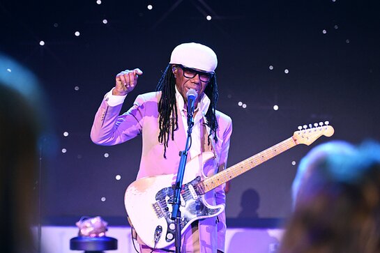 Nile Rodgers performs onstage during the Breast Cancer Research Foundation Hot Pink Party Nile Rodgers performs onstage during the Breast Cancer Research Foundation Hot Pink Party
